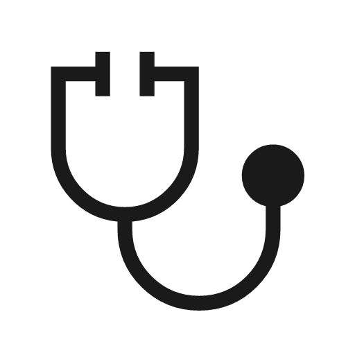 Stethoscope icon, solid style, from Material Symbols Light