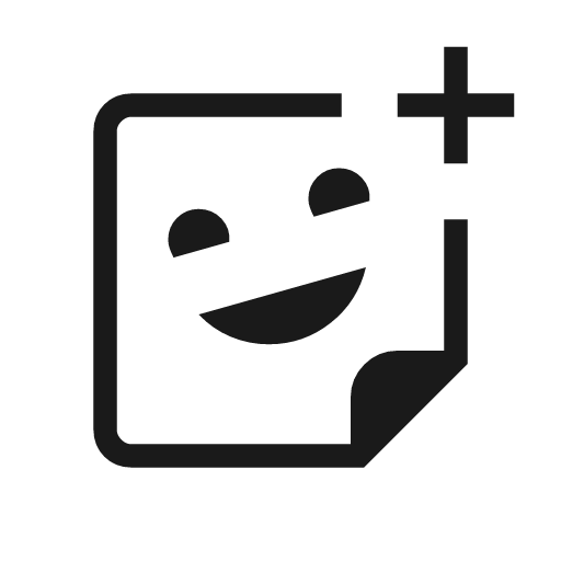 Sticker add outline icon, outline style, from Material Symbols Light