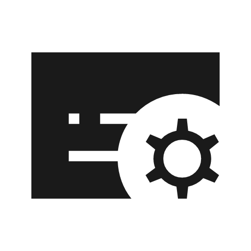 Subtitles gear sharp icon, sharp-cornered style, from Material Symbols Light