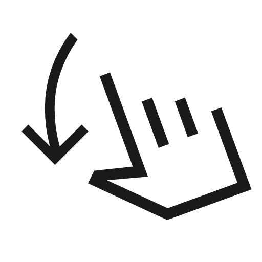 Swipe down outline sharp icon, sharp-cornered style, from Material Symbols Light