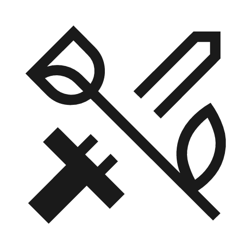 Sword rose outline sharp icon, sharp-cornered style, from Material Symbols Light