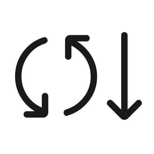 Sync arrow down rounded icon, rounded style, from Material Symbols Light