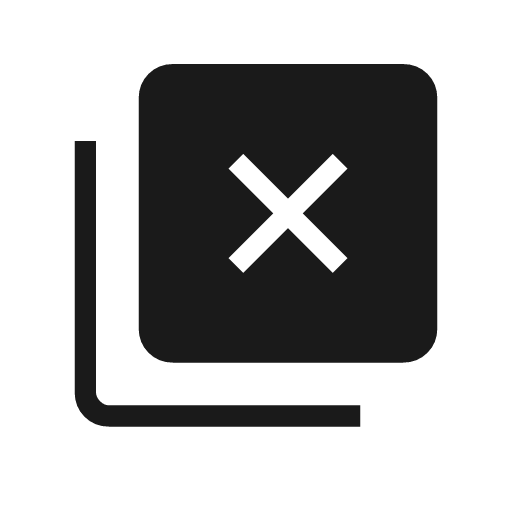 Tab close icon, solid style, from Material Symbols Light