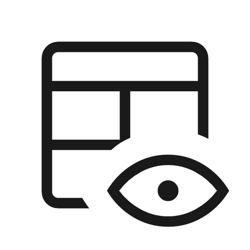 Table eye outline icon, outline style, from Material Symbols Light