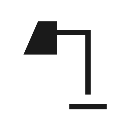 Table lamp sharp icon, sharp-cornered style, from Material Symbols Light