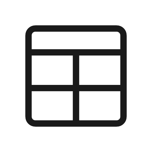 Table outline icon, outline style, from Material Symbols Light