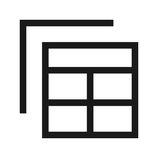 Table view outline sharp icon, sharp-cornered style, from Material Symbols Light