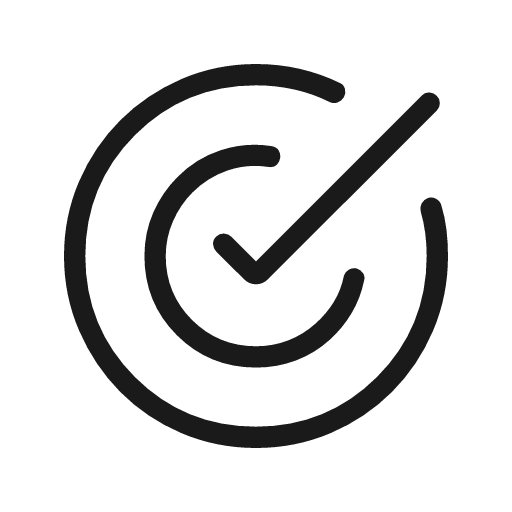 Target check rounded icon, rounded style, from Material Symbols Light