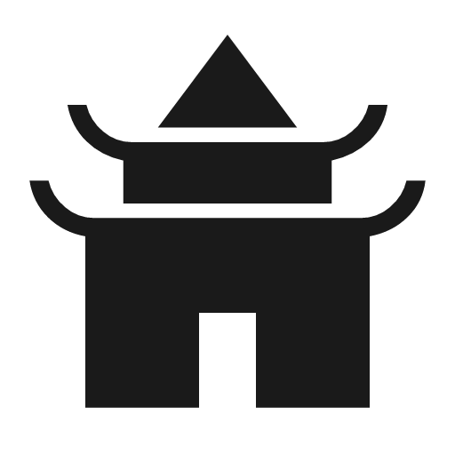 Temple buddhist sharp icon, sharp-cornered style, from Material Symbols Light