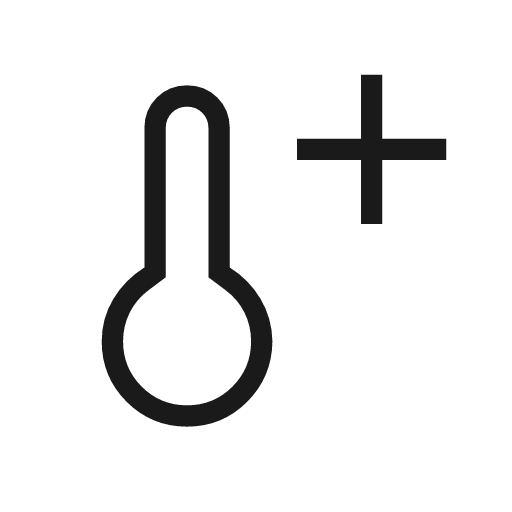 Thermometer gain outline icon, outline style, from Material Symbols Light