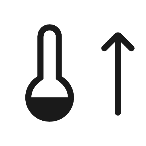 Thermostat arrow up rounded icon, rounded style, from Material Symbols Light