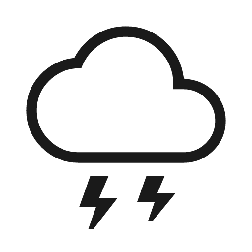 Thunderstorm outline icon, outline style, from Material Symbols Light