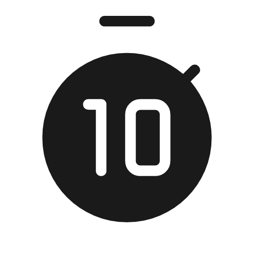 Timer 10 alt 1 rounded icon, rounded style, from Material Symbols Light