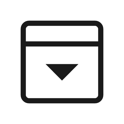Top panel open outline icon, outline style, from Material Symbols Light