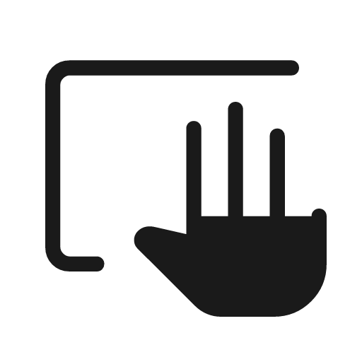 Trackpad input 3 rounded icon, rounded style, from Material Symbols Light