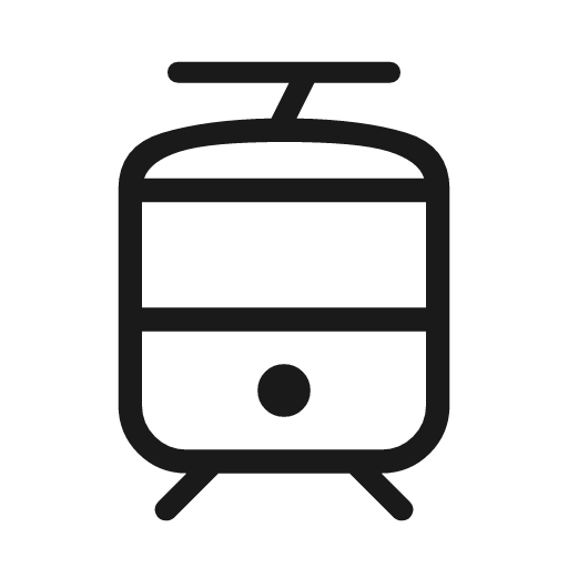 Tram outline rounded icon, rounded style, from Material Symbols Light