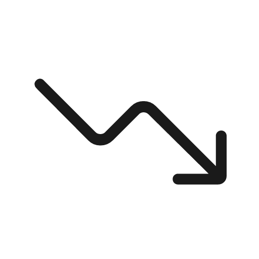 Trending down rounded icon, rounded style, from Material Symbols Light