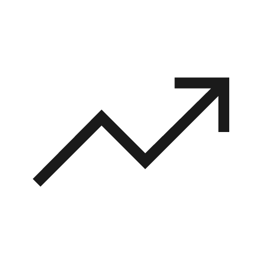 Trending up icon, solid style, from Material Symbols Light