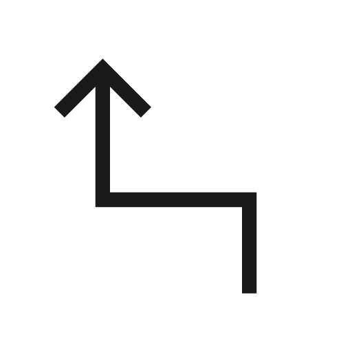 Turn sharp left sharp icon, sharp-cornered style, from Material Symbols Light