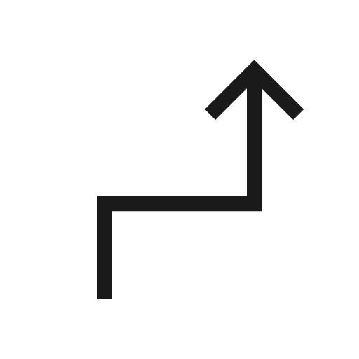 Turn sharp right sharp icon, sharp-cornered style, from Material Symbols Light