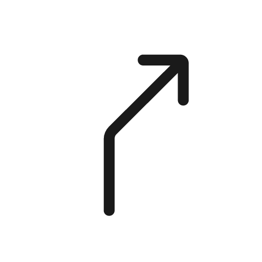 Turn slight right rounded icon, rounded style, from Material Symbols Light