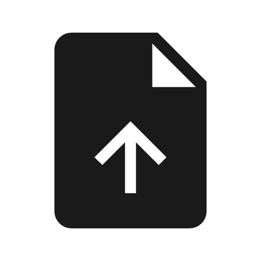 Upload file icon, solid style, from Material Symbols Light