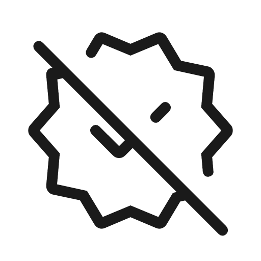Verified off outline rounded icon, rounded style, from Material Symbols Light