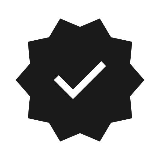 Verified icon, solid style, from Material Symbols Light