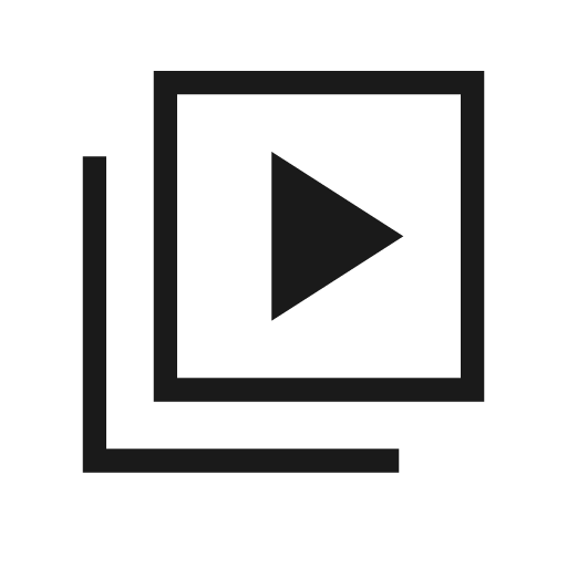 Video library outline sharp icon, sharp-cornered style, from Material Symbols Light