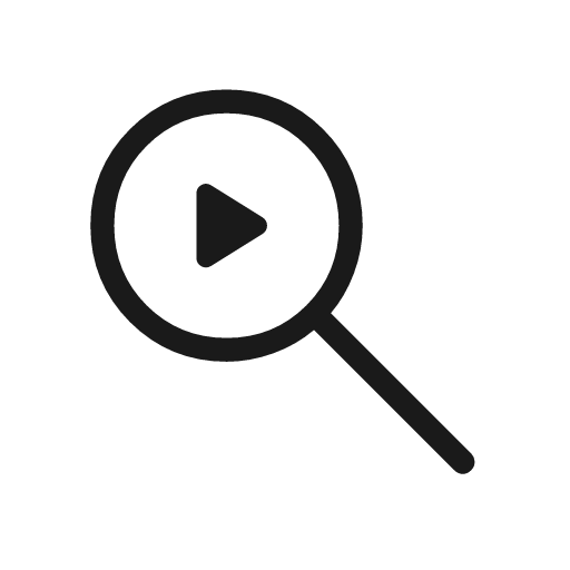 Video search rounded icon, rounded style, from Material Symbols Light