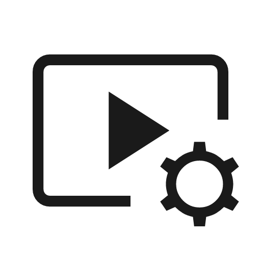 Video settings icon, solid style, from Material Symbols Light