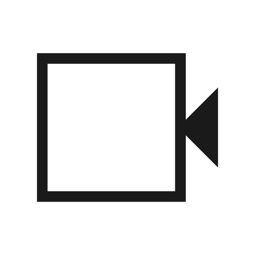 Videocam outline sharp icon, sharp-cornered style, from Material Symbols Light