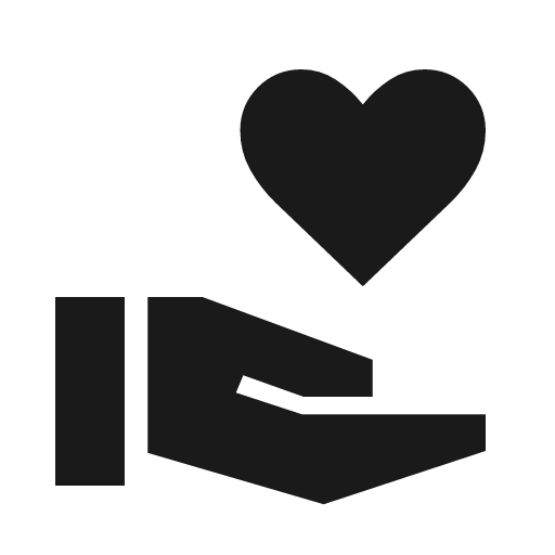 Volunteer activism sharp icon, sharp-cornered style, from Material Symbols Light