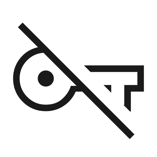 Vpn key off outline icon, outline style, from Material Symbols Light