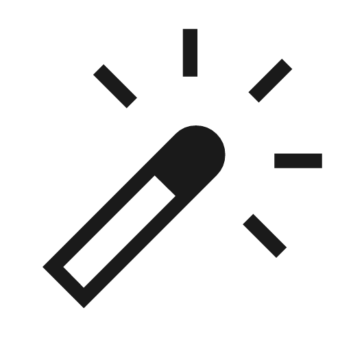 Wand shine outline sharp icon, sharp-cornered style, from Material Symbols Light