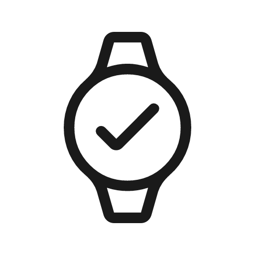Watch check outline rounded icon, rounded style, from Material Symbols Light