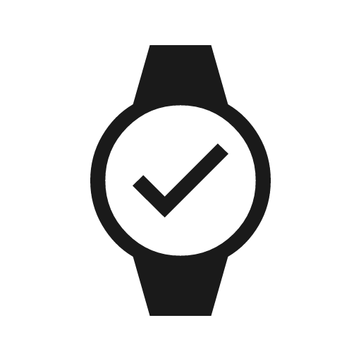 Watch check icon, solid style, from Material Symbols Light