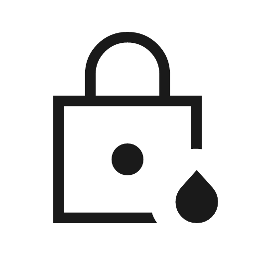 Water lock outline sharp icon, sharp-cornered style, from Material Symbols Light