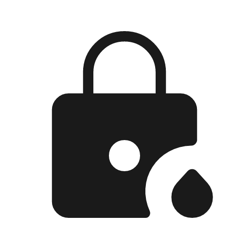 Water lock rounded icon, rounded style, from Material Symbols Light