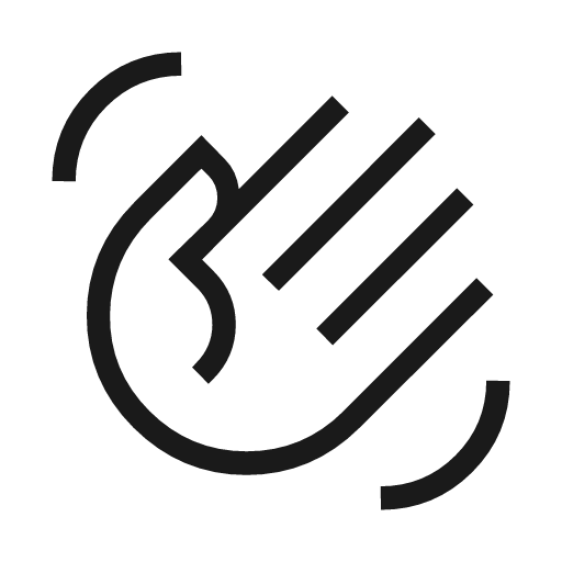 Waving hand outline sharp icon, sharp-cornered style, from Material Symbols Light