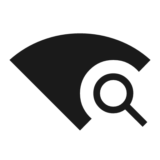 Wifi find icon, solid style, from Material Symbols Light