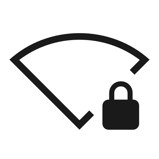 Wifi lock outline icon, outline style, from Material Symbols Light