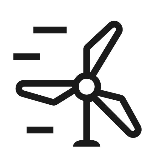 Wind power outline icon, outline style, from Material Symbols Light