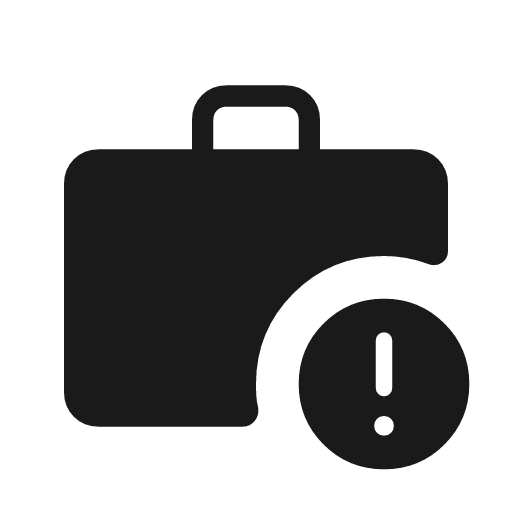Work alert rounded icon, rounded style, from Material Symbols Light