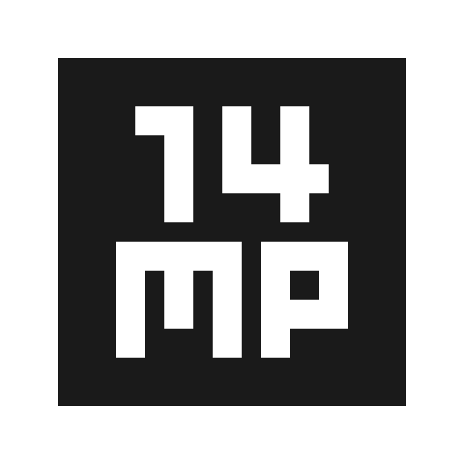 14mp sharp icon, sharp-cornered style, from Material Symbols
