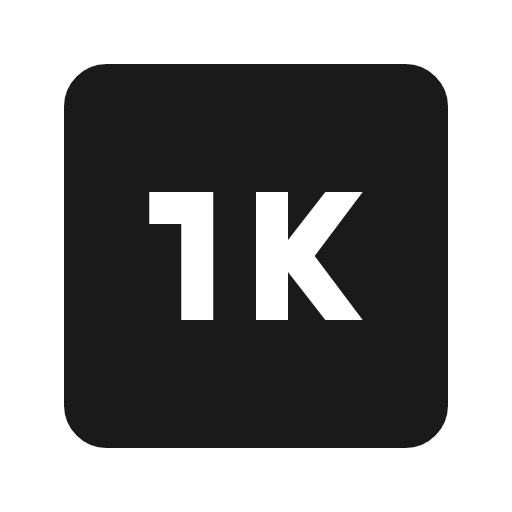 1k icon, solid style, from Material Symbols