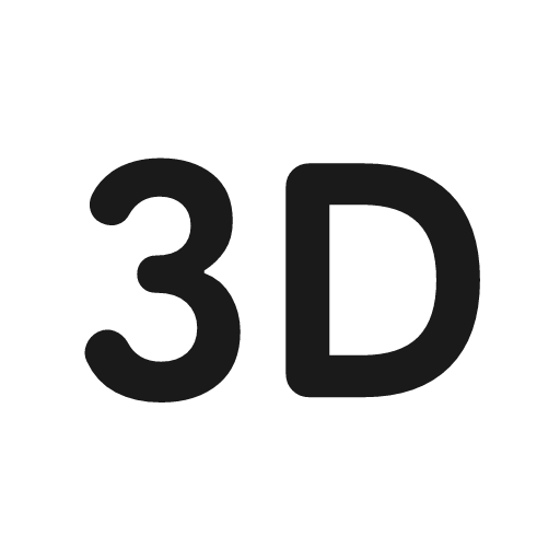 3d 2 rounded icon, rounded style, from Material Symbols