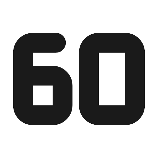 60fps rounded icon, rounded style, from Material Symbols