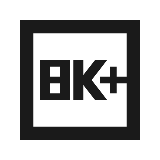 8k plus outline sharp icon, sharp-cornered style, from Material Symbols