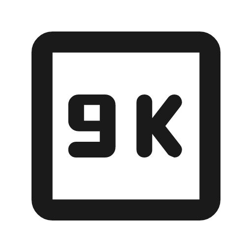 9k outline rounded icon, rounded style, from Material Symbols